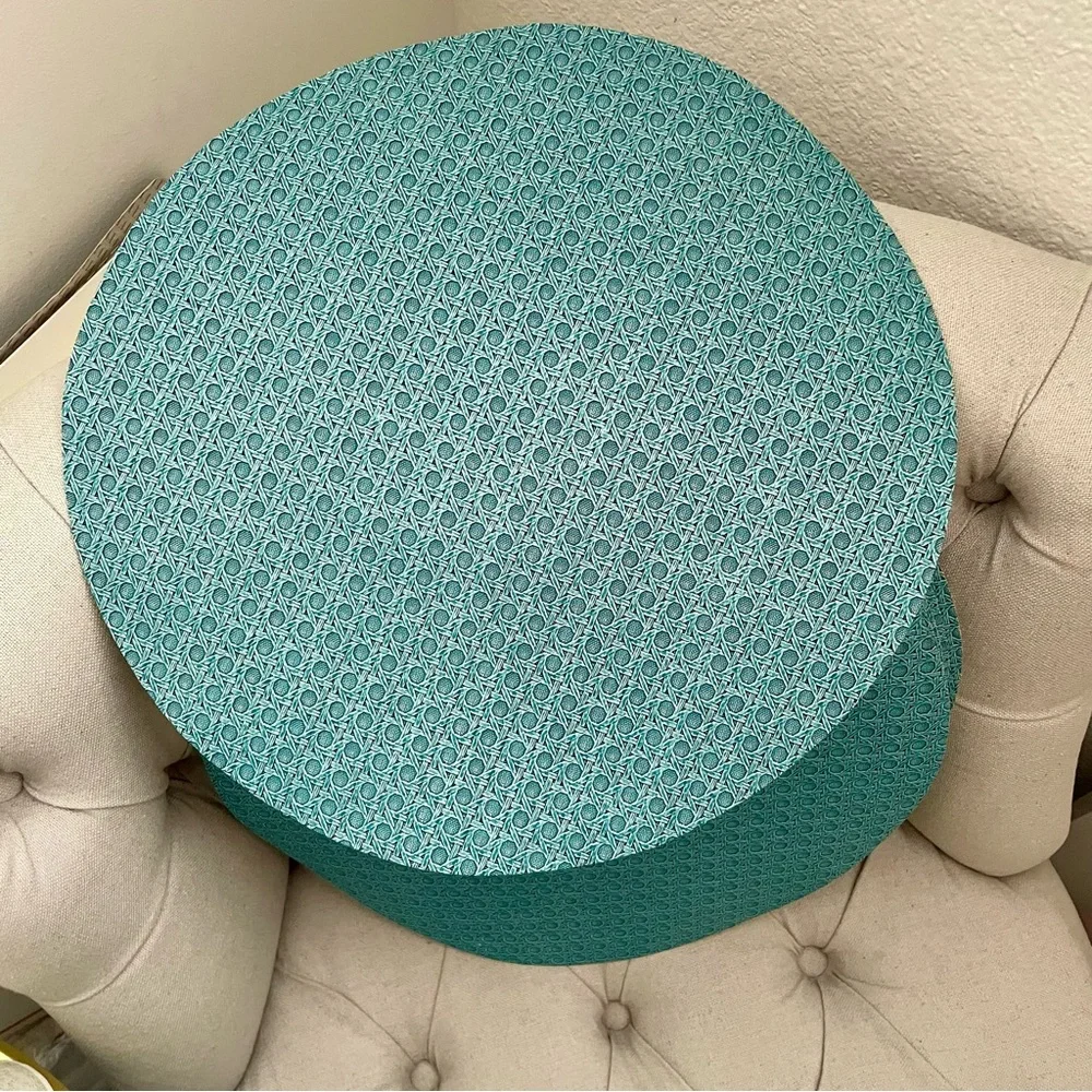 🩵 New 6 pcs Crate & Barrel Archie 15” Round Aqua Placemat Turquoise Blue Green